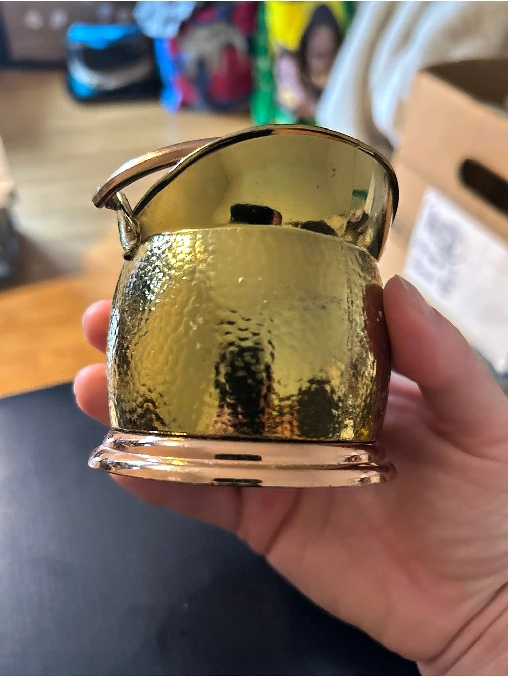 Gold & Brown Metal Ice Bucket Made in England